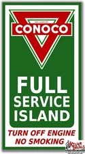 (CONC-STA-2) 12"X 6.5" CONOCO SELF SERVICE ISLAND GASOLINE DECAL GAS AND OIL GAS