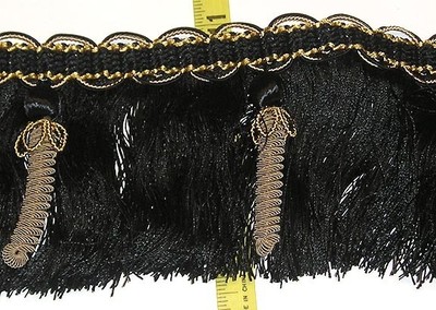 Upscale Tassel Fringe-from Spain - Fleco Siglo11 #4752 - 4 1/2'' Brown/Gold/Black