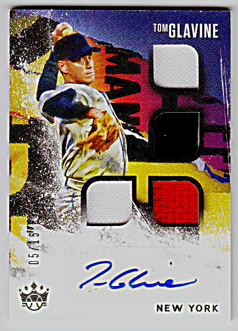 2021 DIAMOND KINGS TOM GLAVINE N.Y. Mets GAME WORN/USED & AUTO. #QMS-TG  #05/15 