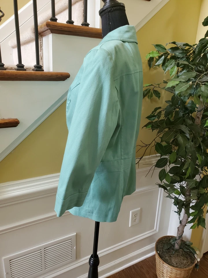 CHAQUETA BLAZER SPANDEX ALGODÓN VERDE MENTA 5TH MUJER TALLA LT  Foto 4 de 4