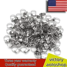 100 Pc Radiator Heater Adjustable Band Steel Worm Clip Hose Clamps 5/16" to 7/8"