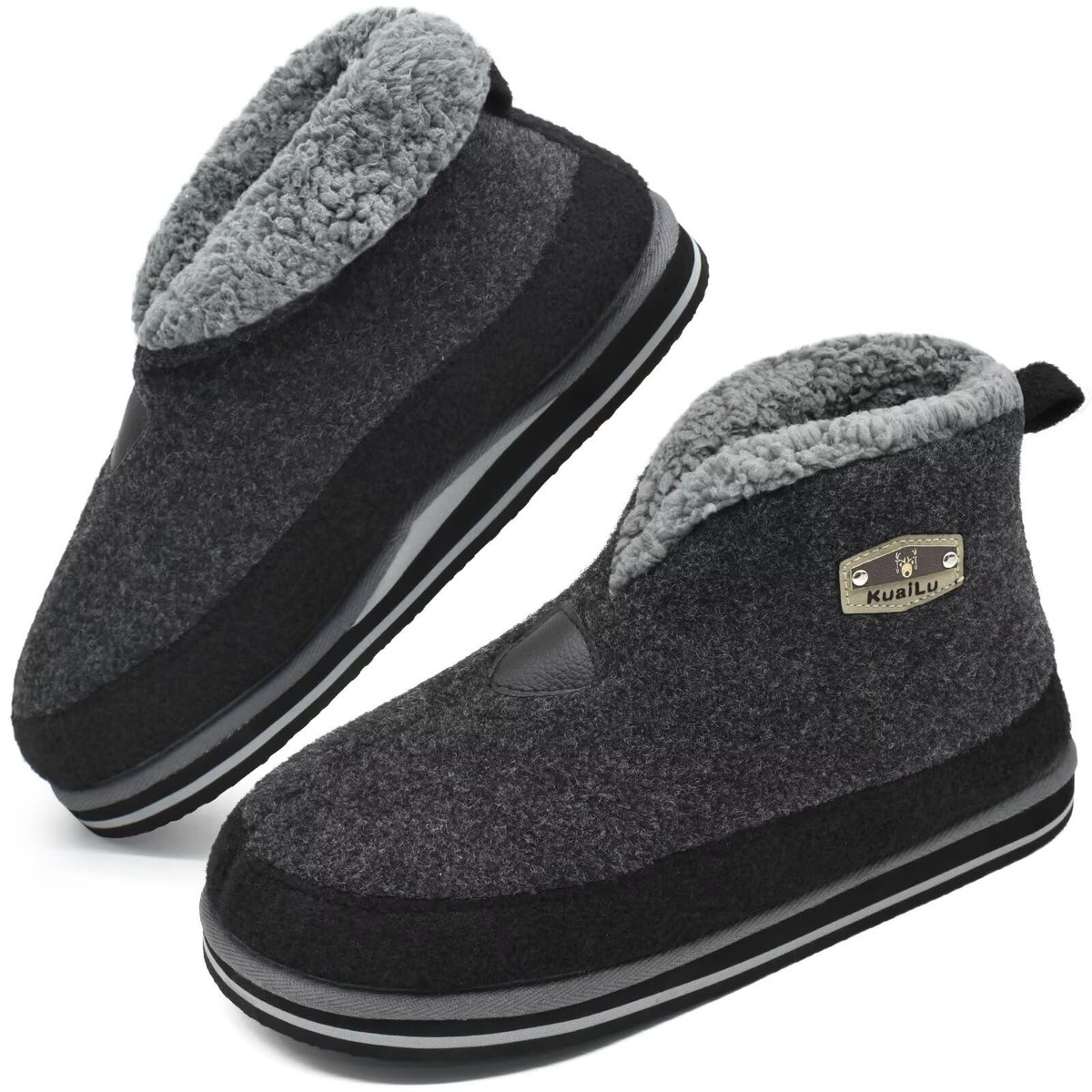 fleece lined mens sherpa slipper boots