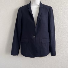 J. Crew Womens Sz 10 Regent Blazer Navy Wool One Button Classic Preppy Old Money