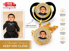 Pacifier with Picture , Personalised Dummy Clip Chain Baby Photo Dummy 0-6 month