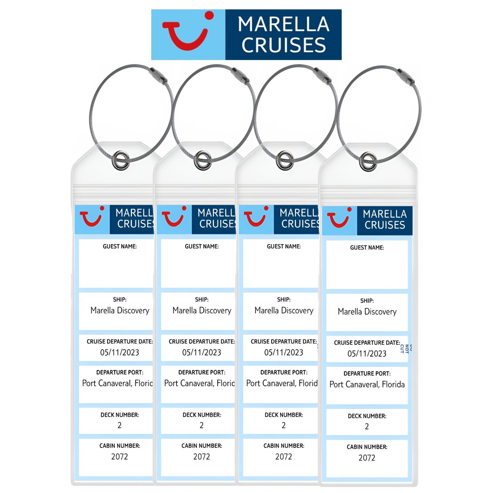 Marella (TUI) Luggage Tag Holders for Cruises - Set of 4, Fits All Marella Ships