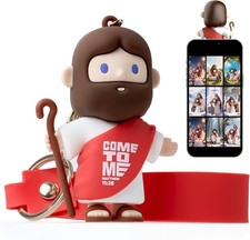 FaithTag NFC Jesus Keyring, Tap to Share Gospel & Bible Verses, Mini Jesus Figur