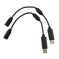 2x - Black USB Breakaway Cable Cord Adapter For Xbox 360 PC Wired Controller