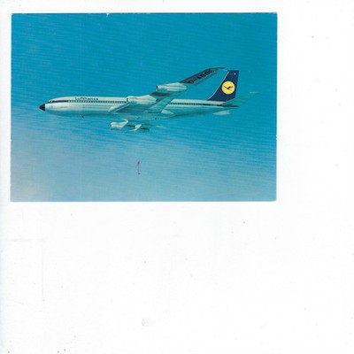 Plane Postecard ( Germany ) lufthansa being 707 intercontinental ( Clear Sky Mot