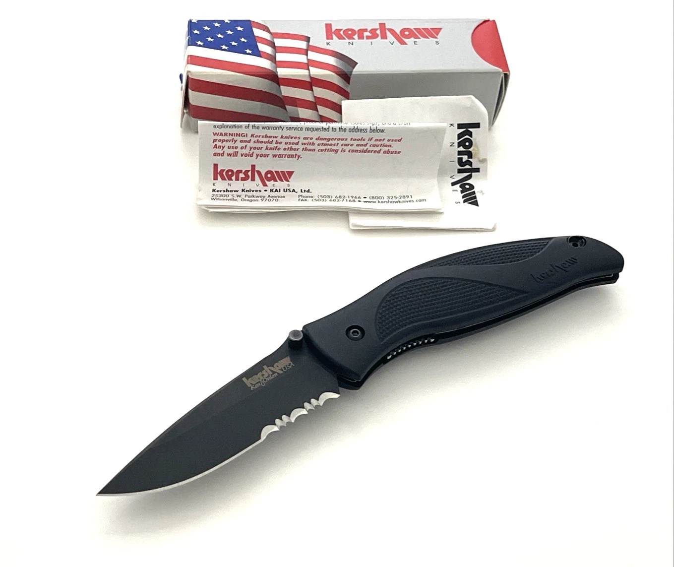 Kershaw 1550ST Blackout Folding Knife Bronze Etch Patent Pending USA 1999