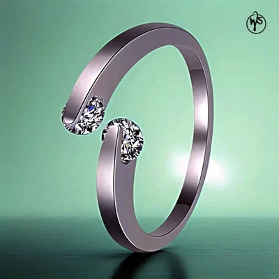 Ring Silber Mit Doppeltem Runden Zirkonia Für Frauen - Bild 1 von 4