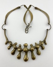 Collar de esporas de bronce Jack Boyd brutalista modernista de mediados de siglo masivo de colección 20"