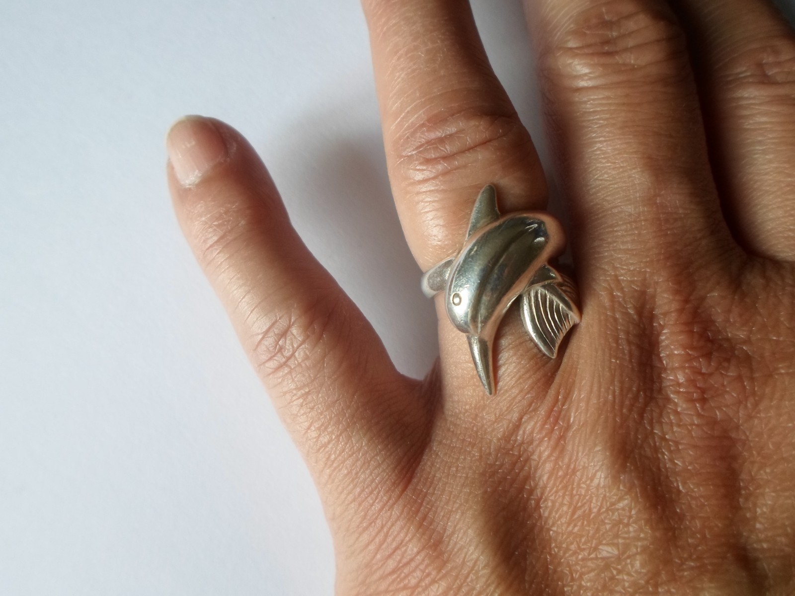 solid silver ring, dolphin, size 55 - image 4