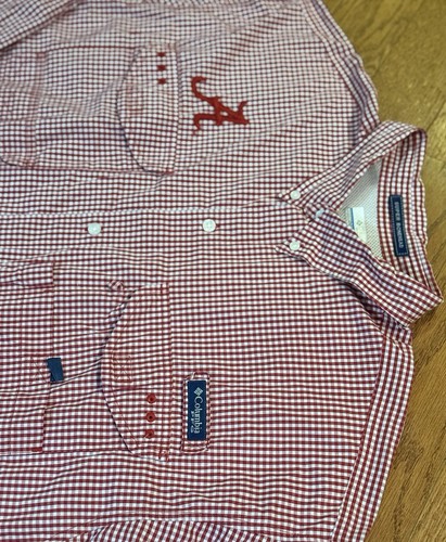 Alabama Crimson Tide Columbia Super Bonehead PFG Shirt Men XXL Red Check Fishing