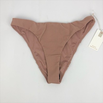 Good American Ribbed Better Cheeky Bikini Bottoms Sz 8 5XL Desert Rose NWOT