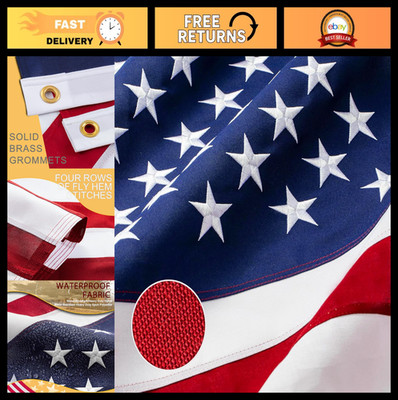 Ultra Durable 4x6ft American Flag - TearProof Spun Polyester, Embroidered Stars,