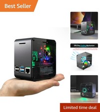 Elegant Aluminum Mini Tower Case for Raspberry Pi 4 with RGB Lighting Cooling