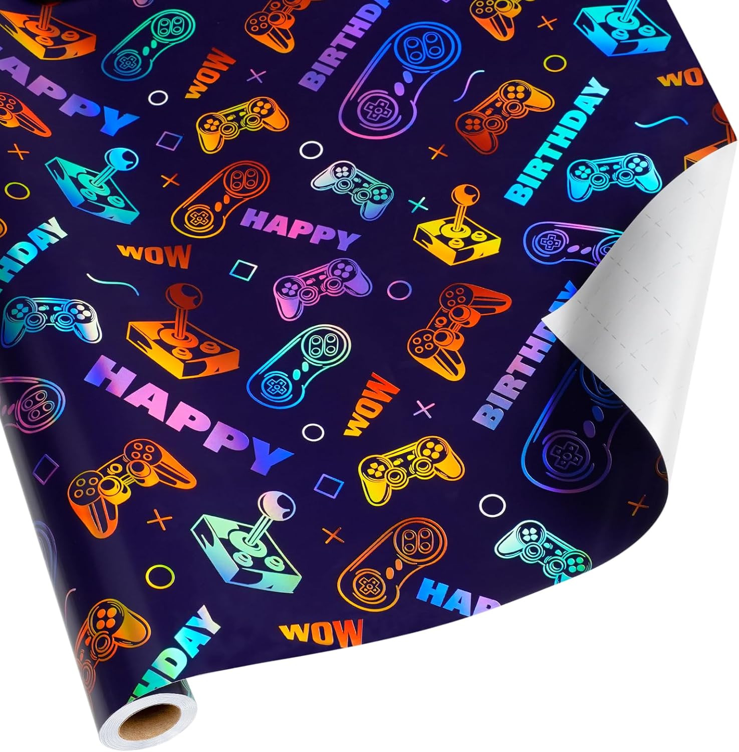 - 17 Inch X 33 Ft - Colorful Video Game Design Gift Wrap P