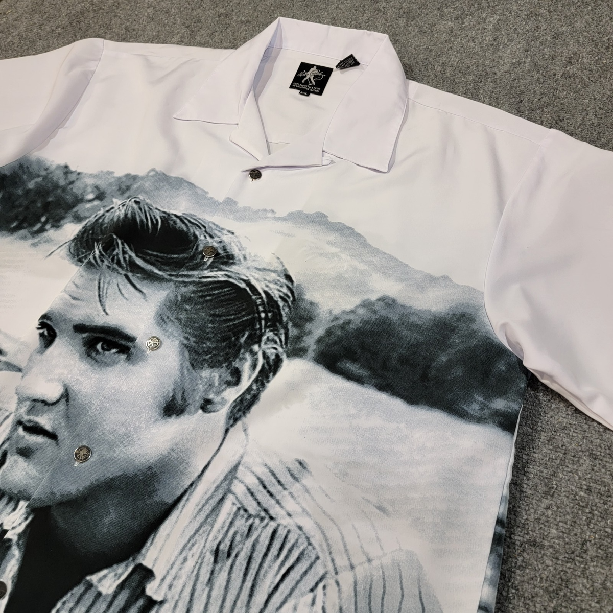 elvis presley dress shirts ELVIS Crown Electric Patch Striped Mechanic WORK SHIRT Kustom Rockabilly punk