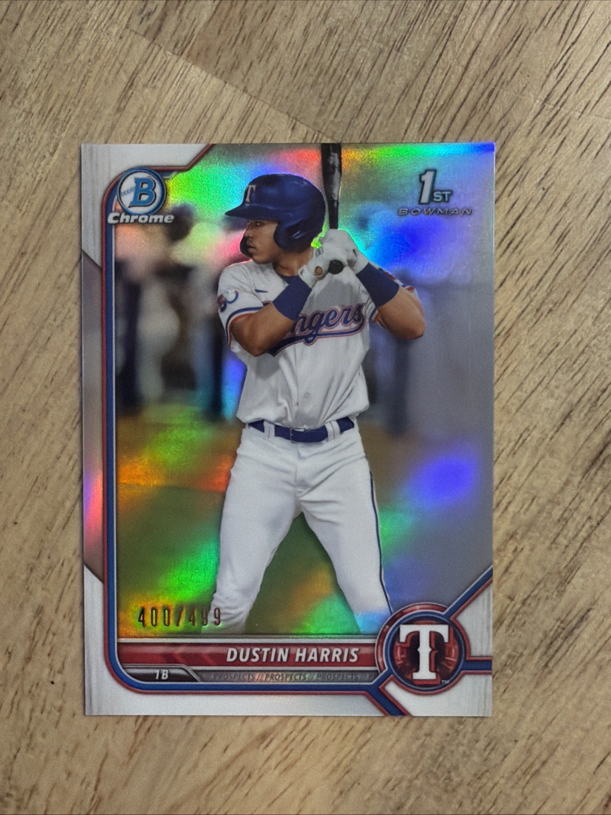 Dustin Harris 2022 Bowman Chrome Prospects #BCP-119 Refractor /499 Rangers