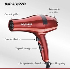 BaByliss Pro Ceramix Xtreme Professional Hair Dryer In Glossy Red