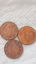Satz 5 Euro Cent Kursmünze Ireland, 2002/2005/2019, Kupferbeschl, umlauf.