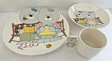 Mikasa Playtime Bears Children's Dinnerware Set 3 Piece Plate Bowl Cup Japan