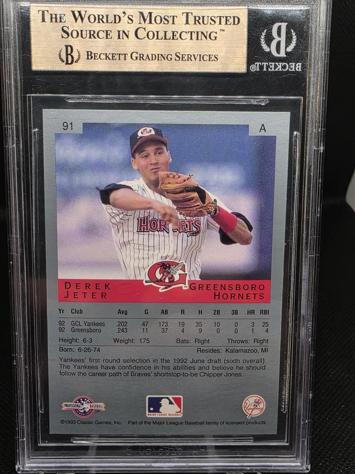 1993 Classic/Best Derek Jeter #91 BGS GOLD 9.5 GM "The Captain" Yanks HOF'r! - Image 3 of 3