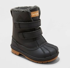    Cat  Jack Toddler Winter Boots Black Faux Shearling Hook Size 7   