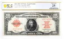 1923 $10 US Note-Legal Tender Red Seal FR#123 Speelman| White PCGS VF-25 Details