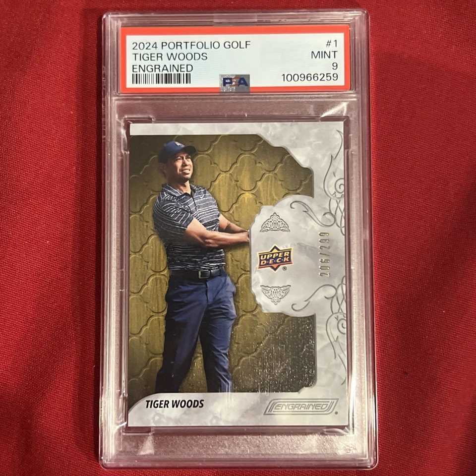 2024 UPPER DECK PORTFOLIO GOLF ENGRAINED #1 TIGER WOODS #’d/299 PSA 9 (low Pop) - Image 2 of 4