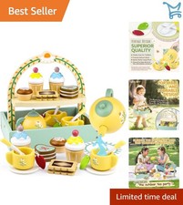Wooden Tea Set for Kids Play Food Cake Toys Toddler Girl Boy Kitchen Accessories
