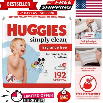 192 Count Huggies Simply Clean Diaper Wipes - Soft, Unscented & Alcohol-Free