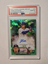 2023 Topps Chrome Update Sapphire  Green James Outman /99 (AU, RC) PSA 10 