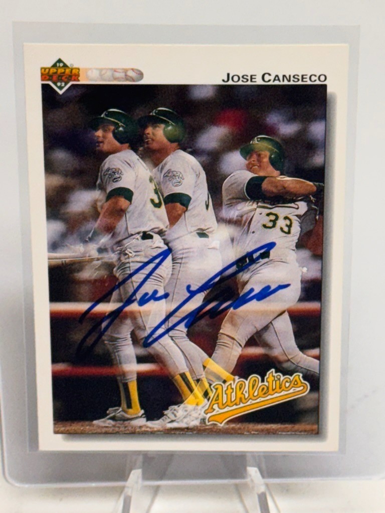 OAKLAND A'S JOSE CANSECO SIGNED AUTO AUTOGRAPH 1992 UPPER DECK CARD