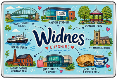 Widnes Cheshire Wahrzeichen Collage Kühlschrankmagnet Reise Souvenir Geschenk Sammlerstück