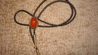mens bolo tie reddish brown "stone" NR