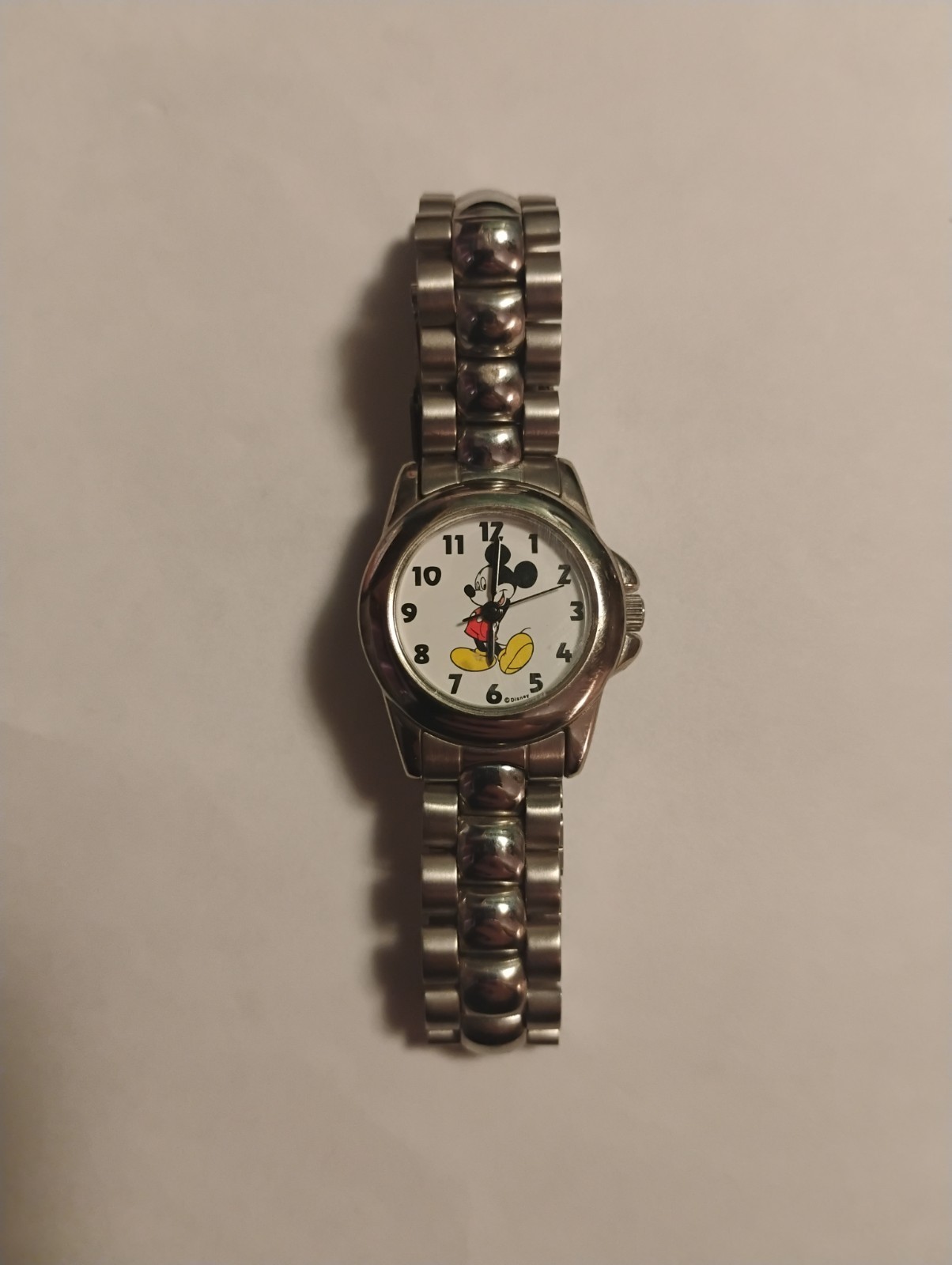 Disney Mickey Mouse Silver Tone Stainless Steel Watch Needs Battery