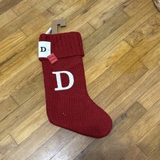 NEW Wondershop Target Knit Monogram D Red  White Christmas Stocking 20"  DRW 
