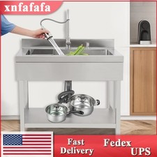 Freestanding Stainless Steel Utility Sink Laundry utility Room Sinks Single Bowl