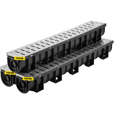 VEVOR Drainage Trench Driveway Channel Drain Kit Metal Grate-5.8''x5.2''-3 Pack