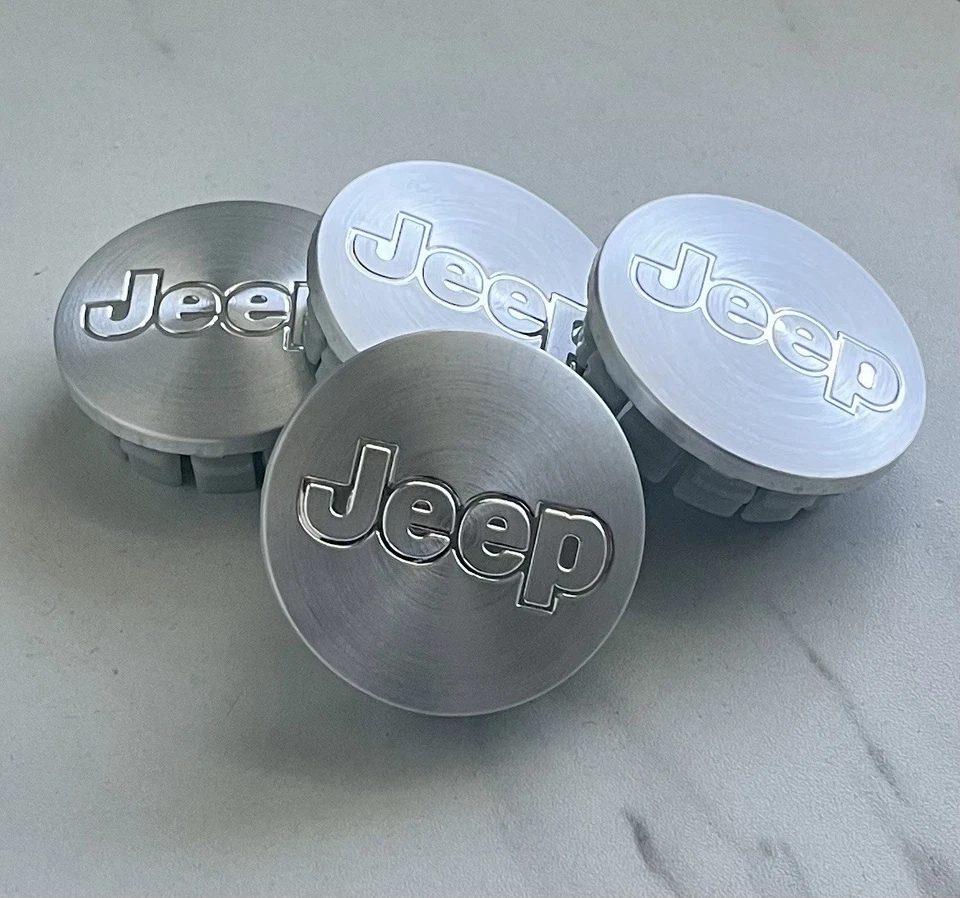 4x 55mm 2.16In Brushed Metal Silver Wheel Center Caps Fits 2002-11 Jeep Models - Image 4 of 4