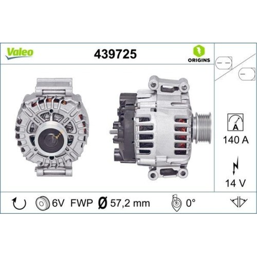 Alternateur Valeo 439725 pour remplacement système de charge Audi VW