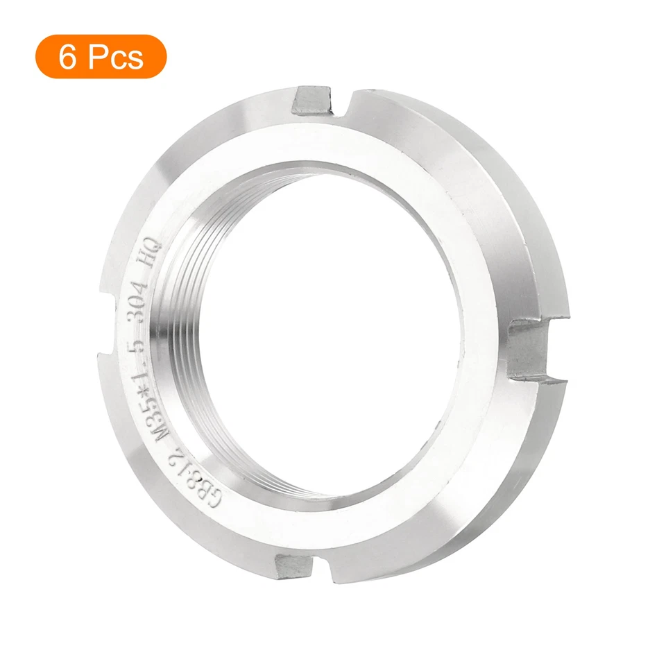 M35 x 1,5mm – 6 Stück Sicherungsmuttern mit vier Schlitzen,rund,Edelstahl 304 - Bild 3 von 4