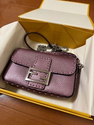 FENDI Selleria Baguette Leather Pink Mini Shoulder Bag | eBay