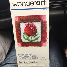 WonderArt 426176 Latch Hook Kit Little Rose Design 12 in x 12 in