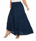 BeautyBatik Navy blue Women BOHO Gypsy Long Maxi Tiered Peasant Skirt 1X 2X 20