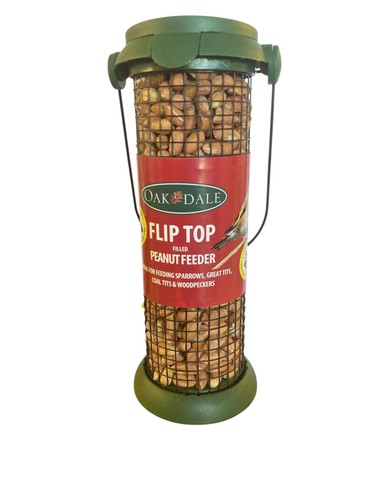 Oakdale Flip Top Peanut Bird Feeder | Hanging Wild Bird Feeder | Includes