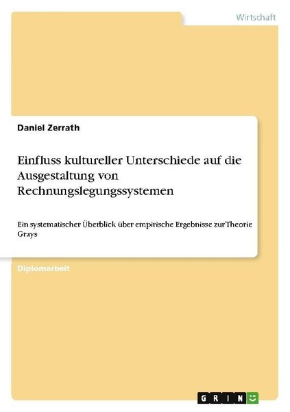 Einfluss Kultureller Unterschiede Auf Die Ausgestaltung Von Rechnungslegungssyst-image
