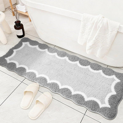 Cute Scalloped Rose Pink Bathroom Rugs Mat,Non Slip Absorbent Quick Dry Bath Mat