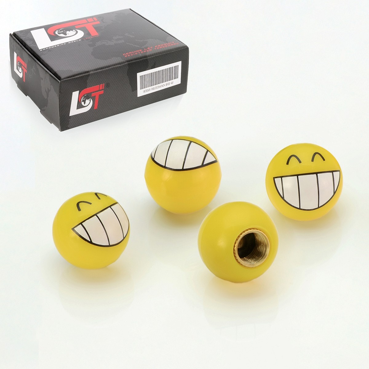 4x Valve Caps Tire Valve Cover Ball Smiley Yellow for BMW X3 X5 X6